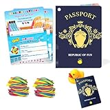 Duck Tags, Passport Cruising Duck Tags, Ducking Games Card, 35 Pack Cruising Tags, 35 Rubber Bands, Hole Punch & Fold Cruise Duck Tags - ConQuackulations