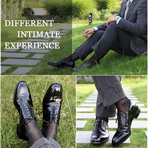 Uaussi 10 Pairs Mens Ultra Thin Dress Socks Silk Sheer Business Socks Soft Nylon Work Trouser Sox Mid Calf (One Size, 10 Black Plain-New) by Uaussi - Used condition - Image 7