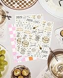 xo, Fetti New Year's Eve Temporary Tattoos - 40 design | 2026 Gold and Silver Foil, NYE Party Accessories, Photo Booth Favors, Girly Glitter Stickers, Girls Night, Glam