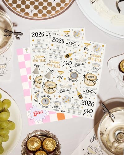 xo, Fetti New Year's Eve Temporary Tattoos - 40 design | 2026 Gold and Silver Foil, NYE Party Accessories, Photo Booth Favors, Girly Glitter Stickers, Girls Night, Glam