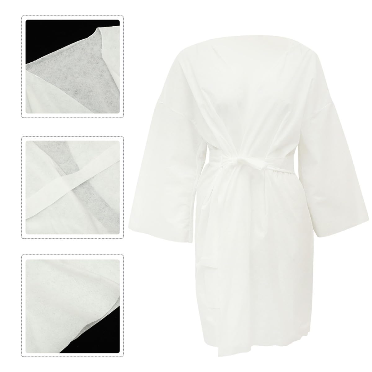 PACKOVE Desechables Ligeros y Cómodos 6 Albornoces de Algodón para Spa y Baño Color Blanco Ideales para Salón de Belleza y Cuidado Piel