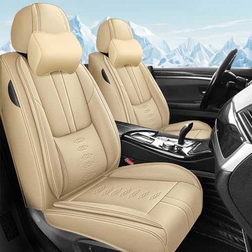 Image of Car Seat Covers for Toyota Camry 2012-2025 2026,Waterproof Leather Seat Covers 2-Seats Luxury,Car Interior Accessories with Airbag,Car Seat Protectors for Camry(Beige)