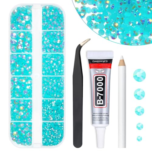 qiipii strass résine aigue-marine AB 2-6mm glue B7000 bleu pièces