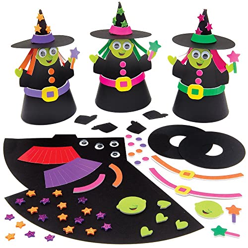 Baker Ross FX175 Build a Wicked Witch Kits - Pack of 4 Halloween Craft Kit for Kids Foam Halloween Decorations Arts and Crafts