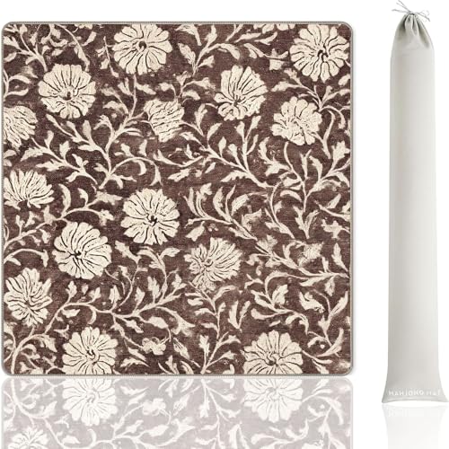 Tapete de Mahjong Vintage Floral Beige 33x33 pulgadas