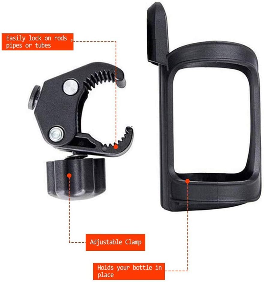 2 Pieces Stroller Cup Holder, Universal Adjustable Pram Cup Holder, 360