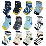 Tphon Non Slip Kids Toddler Socks with Grip 12 Pairs Anti Skid Boys Girls Socks for Children Baby Cr