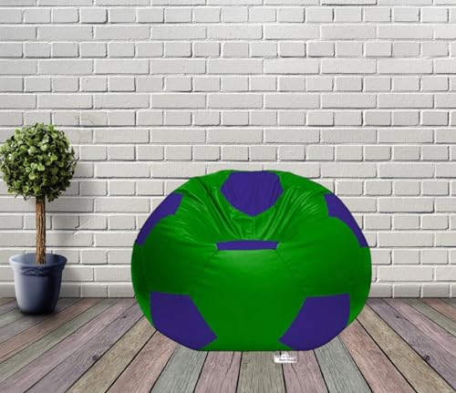 Image of RnS Rest 'n' Sleep - Bean Bag Football Chair Filled with Beans, with 1 Year Warranty (Royal Blue /Parrot Green, XXXL)