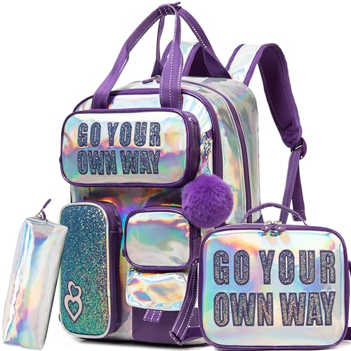 MYHSBYO Kids School Backpacks for Girls Backpack with Lunch Bag for Elmentary Students Kids Travel Bookbag for Girls Age 6-12