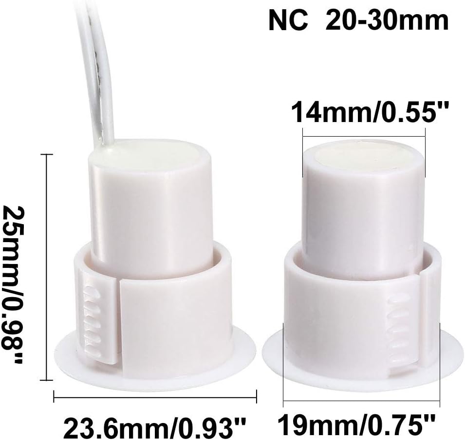 uxcell N.C. Recessed Wired Security Window Door Contact Sensor Alarm Magnetic Reed Switch White RC-36 10pcs