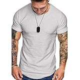 Mens Muscle Cotton Tee Shirt Bodybuilding Gym Short Sleeve Workout Athletic Cotton Shirt