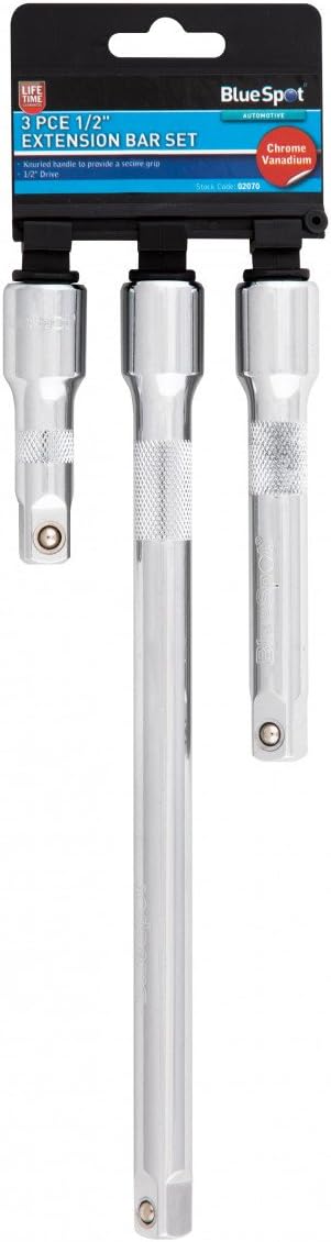 Blue Spot Tools Blue Spot 02070 Tools 1/2" Extension Square Drive CV Extension Bar Set 3 Piece, 33 x 8.5 x 2.5cm