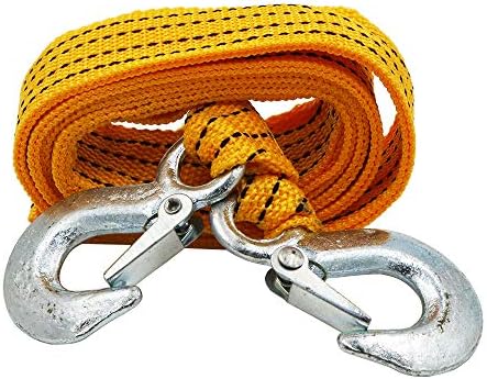 YSY 3 Ton Heavy Duty Tow Strap with Safety Hooks 10FT | 6,600 LB Capacity | Polyester Towing Rope for Towing Vehicles in Roadside Emergency 1 Set(Yellow)