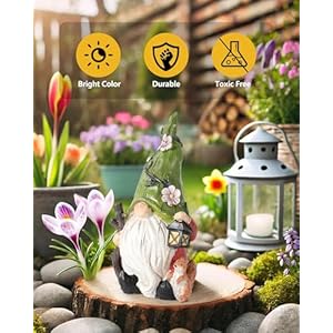   Hand-Painted-Resin-Garden-Gnome-with-Squirrel-Figurine-91-Tall-Summer-and-Spring-Decorations-for-Home-Yard-and-Garden-Unique-Gnome-Gifts-for-All-Ages-Green