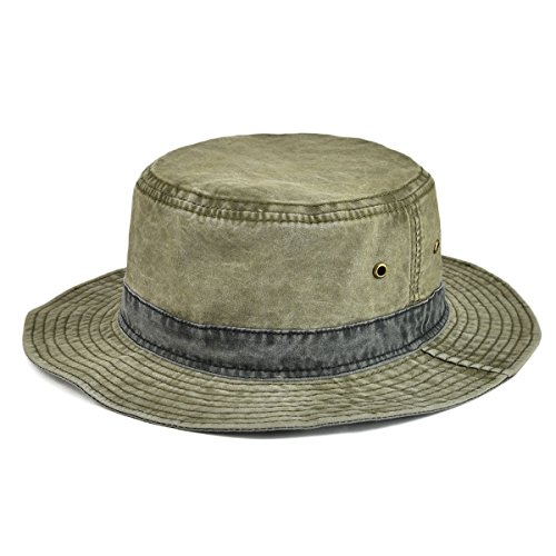VOBOOM Men Washed Cotton Panama Bucket Hat Packable Summer Travel Fishing Boonie Cap - Image 6