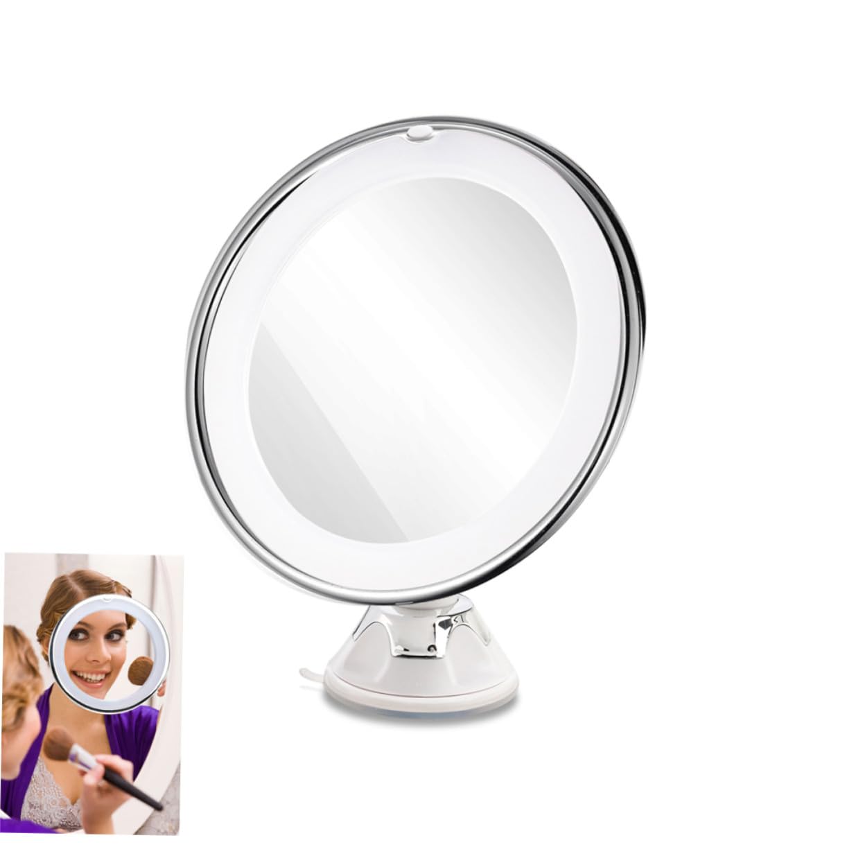 COLLBATH Espejo Cosmético LED Aumento Luz Espejo de Tocador con Ventosa para Baño Portátil para Maquillaje y Cuidado Personal