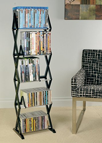 Atlantic Element Media Storage Rack - Holds Up To 230 Cds Or 150 Dvds, Pn35535601 In Espresso & Mitsu 5-Tier Media Rack - 130 Cd Or 90 Dvd/Bluray/Games In Clear Smoke Finish, Pn64835195 #TOP6
