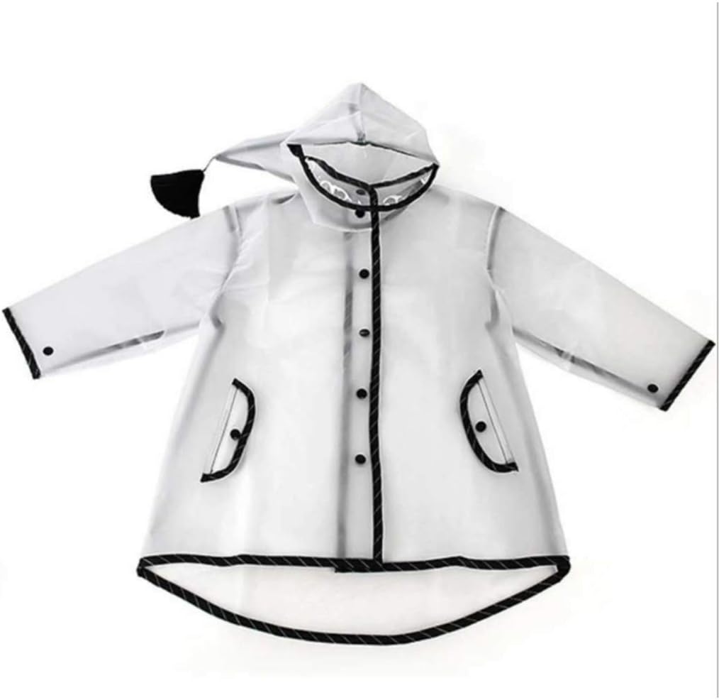 Kids Raincoat Clear Rain Poncho Jacket for Boys Girls w/Button Hoods Rainwear Cape