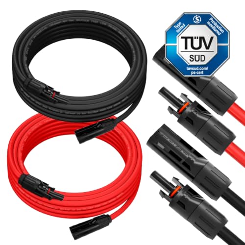 SIGA Solarkabel 4mm 2x5m Verlängerungskabel H1Z2Z2-K Set Rot & Schwarz Verlängerung Solar PV Kabel MC4 Stecker Solarpanel Balkonkraftwerk Solarstecker