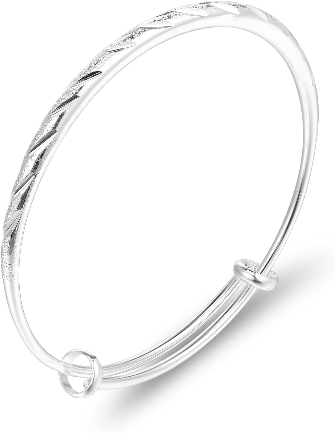 Silver Bangle Bracelet - Adjustable Fit All Size, Fidget Bracelet Anxiety Relief Bracelet Jewelry for Women Girls (Meteor Shower Theme)