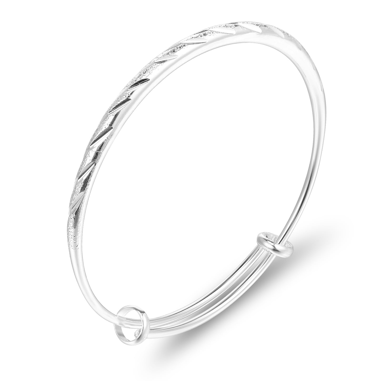AbeilloSilver Bangle Bracelet - Adjustable Fit All Size, Fidget Bracelet Anxiety Relief Bracelet Jewelry for Women Girls (Meteor Shower Theme)
