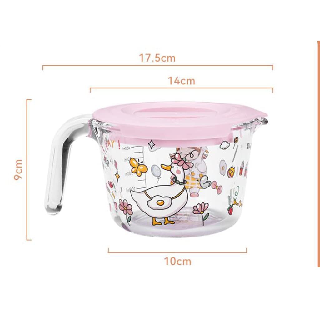 XMING Taza medidora de vidrio con escala y asa for taza de leche doméstica, taza de leche de soja for desayuno en microondas (Color : B)