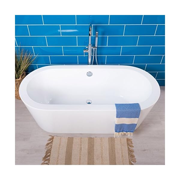 Designer White Free Standing Bath 1700 x 800 mm Modern Bathroom Bathtub - Image 4