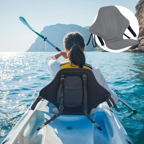 Image of Lewtemi 2 /4 Pack Padded Kayak Seat Fishing Boat Seat with Storage Bag 8 Fixed D Rings Screws Detachable Paddle Board Canoe Chair with Adjustable Back Strap for Summer Canoe Universal Sit