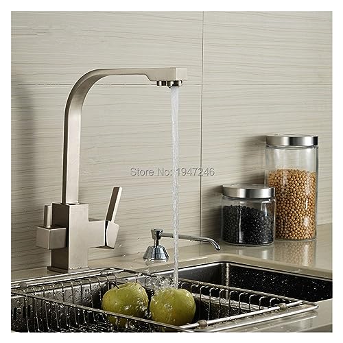 Grifo de fregadero de 3 vías blanco con doble orificio para agua filtrada y fría 3