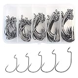 Worm Fishing Hooks High Carbon Steel Jigs, Wide Gap Hooks Fishing Terminal Tackle Size 1/0# 2/0# 3/0