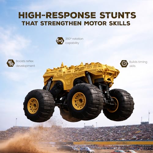 Image of Moon Rover Remote Control Car 4x4 | 1:12 Scale 40 KM /H High-Speed | 4WD Off-Road | 360 Rotation | 45 Climb | 2.4GHz Signal | 7.4V Rechargeable Battery Fun Learning Toy for 6-12 Year - Yellow