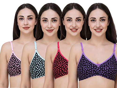 Image of Fasense Women's Cotton Leaf Print Medium Coverage Wire Free Non Padded Bra