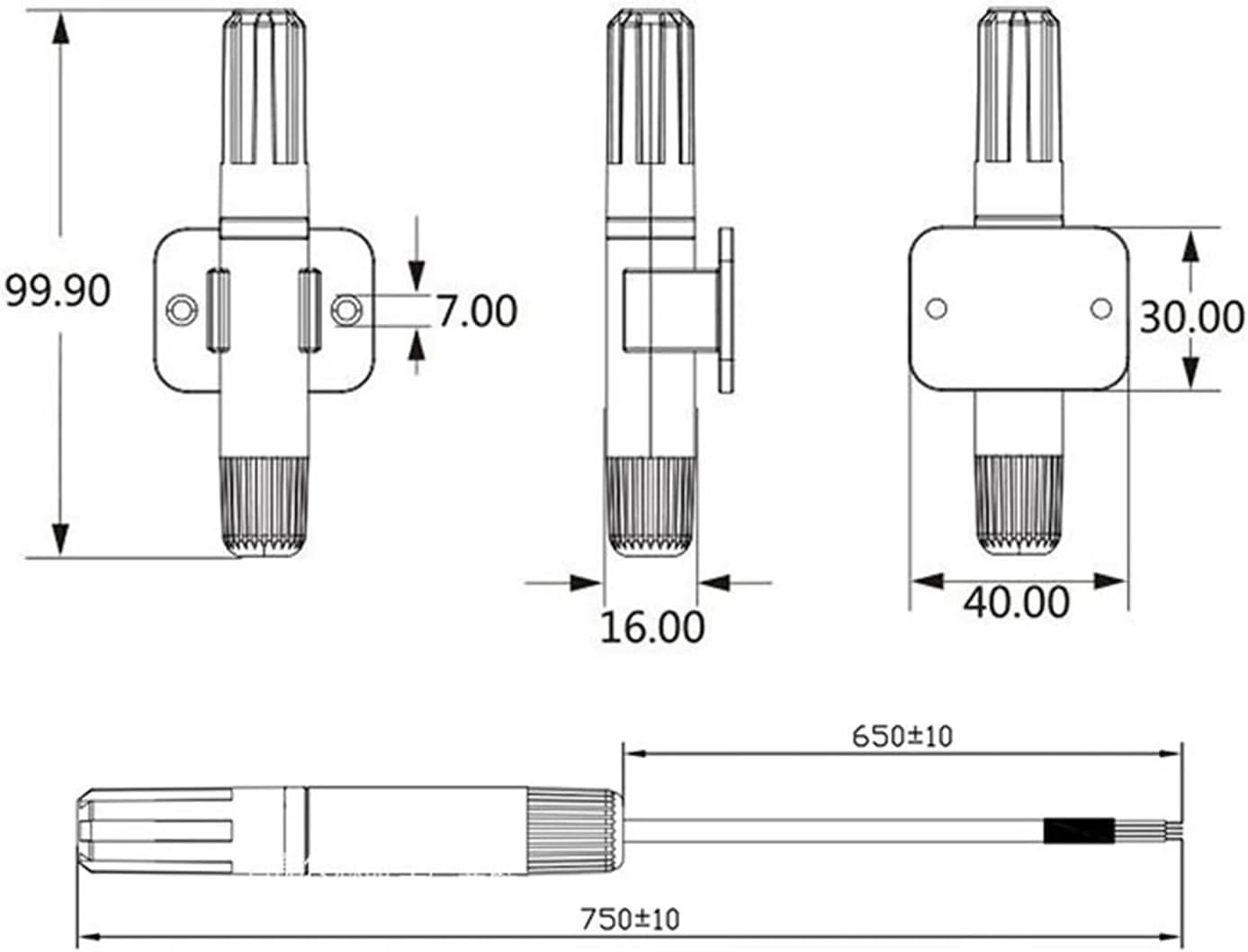 AM2315C Digital Temperature and Humidity Sensor Probe Cable Wall Mount IIC I2C