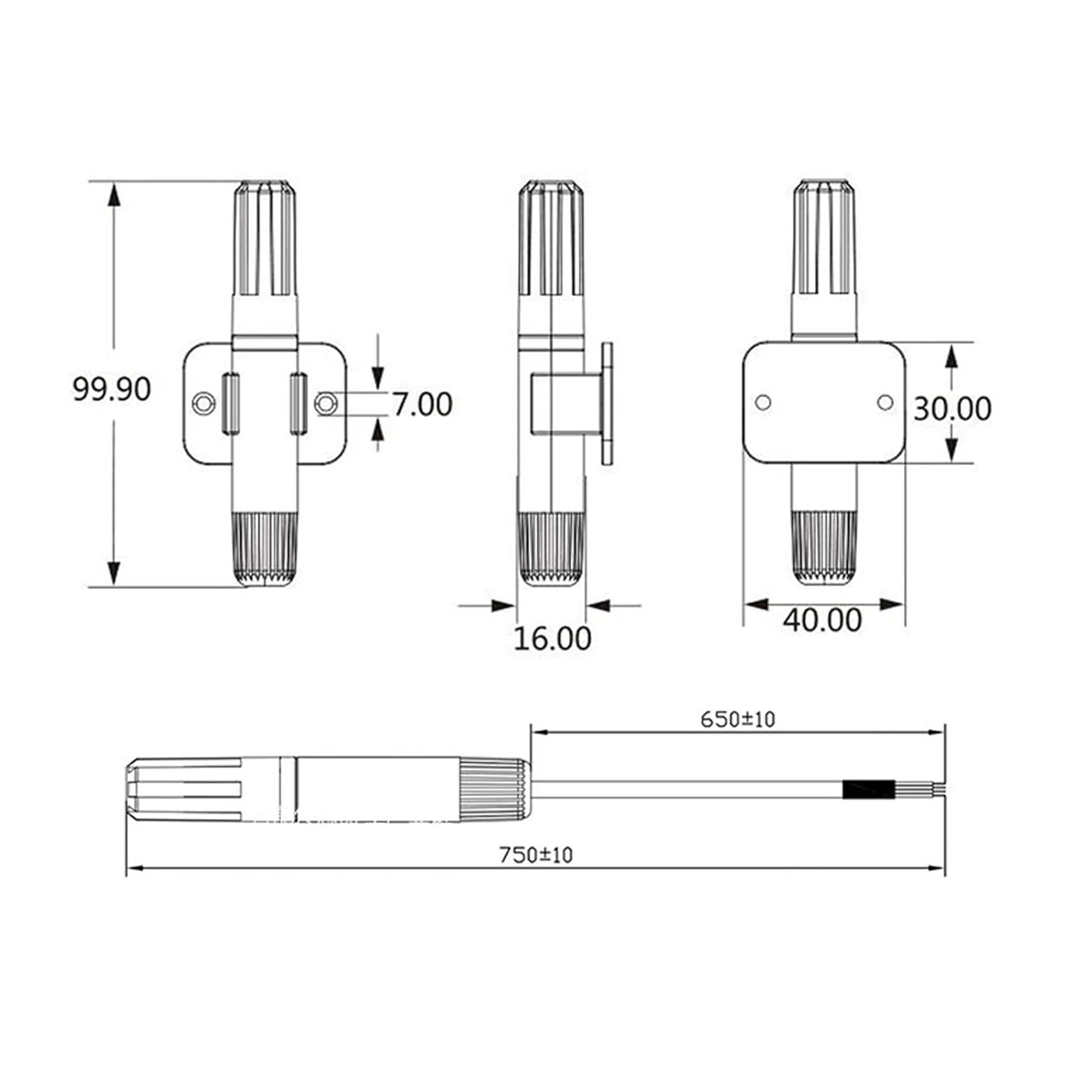 AM2315C Digital Temperature and Humidity Sensor Probe Cable Wall Mount IIC I2C