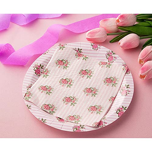 Floral Paper Napkins, Vintage Pink Roses Party Napkins (6.5 Inches, 100 Pack) #TOP2