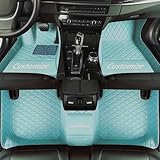 Custom Floor Mats fit for Jeep Cherokee,Compass,Gladiator,Grand Cherokee,Renegade Luxury Leather Full Coverage Carpets Cargo Anti-Slip Liners (Sky Blue)