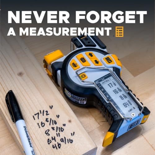 REEKON T1 Tomahawk Digital Tape Measure - Professional Accurate Measuring Tool, Green Laser, E-Paper Measuring List, Measurements Shared Over Bluetooth, Replaceable Blades