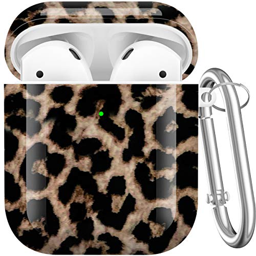 Maxjoy Compatible AirPods Case Cover, Leopard Print Case for Women Men Cute Air Pod 2 Hard Shell Protective Cover with Keychain Compatible with Apple AirPods Charging Case 2&1