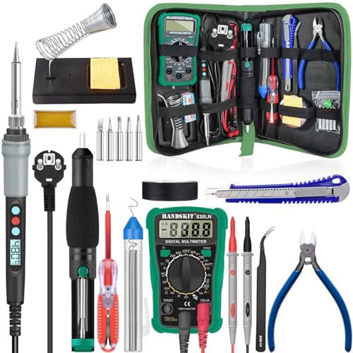 HANDSKIT Soldador de Estaño 90W Kit Soldadura Electrónica 19 en 1