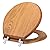 Wood Toilet Seat Round, Wooden Round American Standard Toilet Seat with Durability Metal Chrome Hinges, Natural Wood Veneer Oak Cover