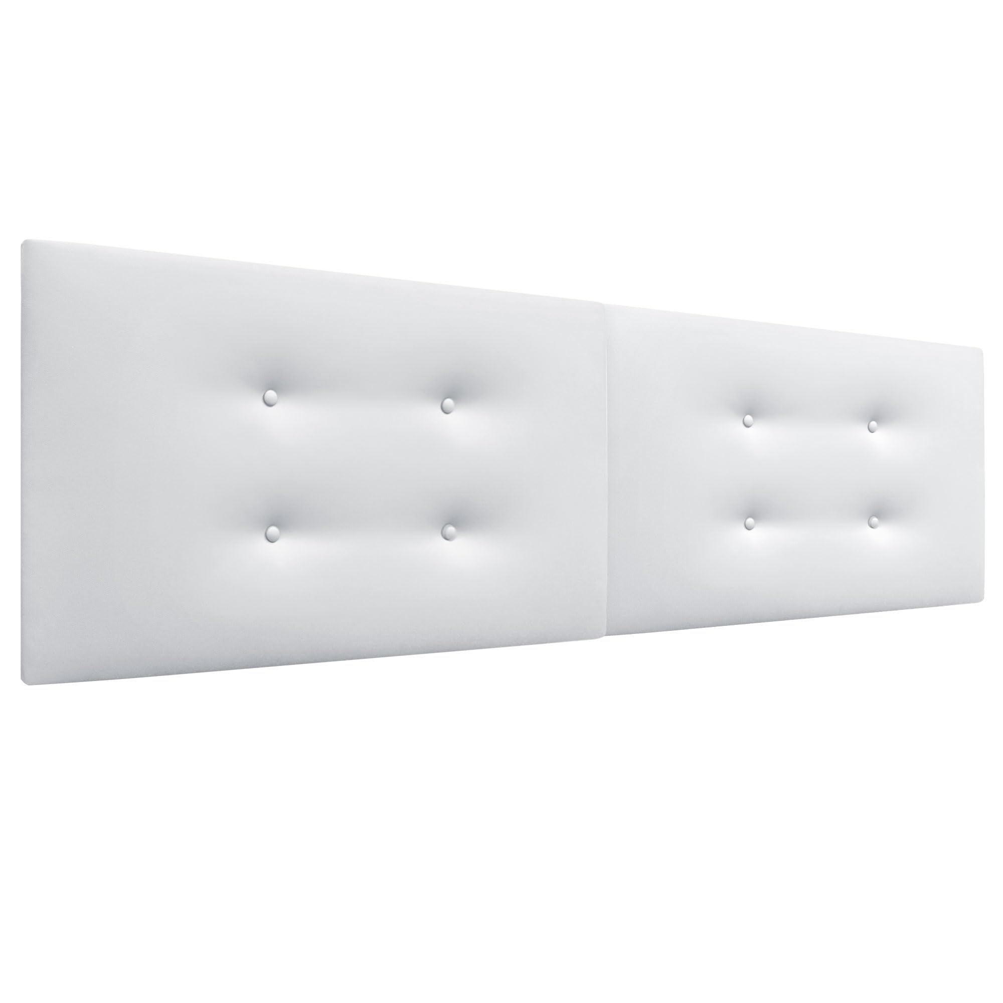DHOME Testiera in similpelle o in tessuto acualina con 2 file di bottoni doppi divisi in 2 pezzi Testiera imbottita di alta gamma (Similpelle Bianco, 180cm Doppio (Letto 180/190))