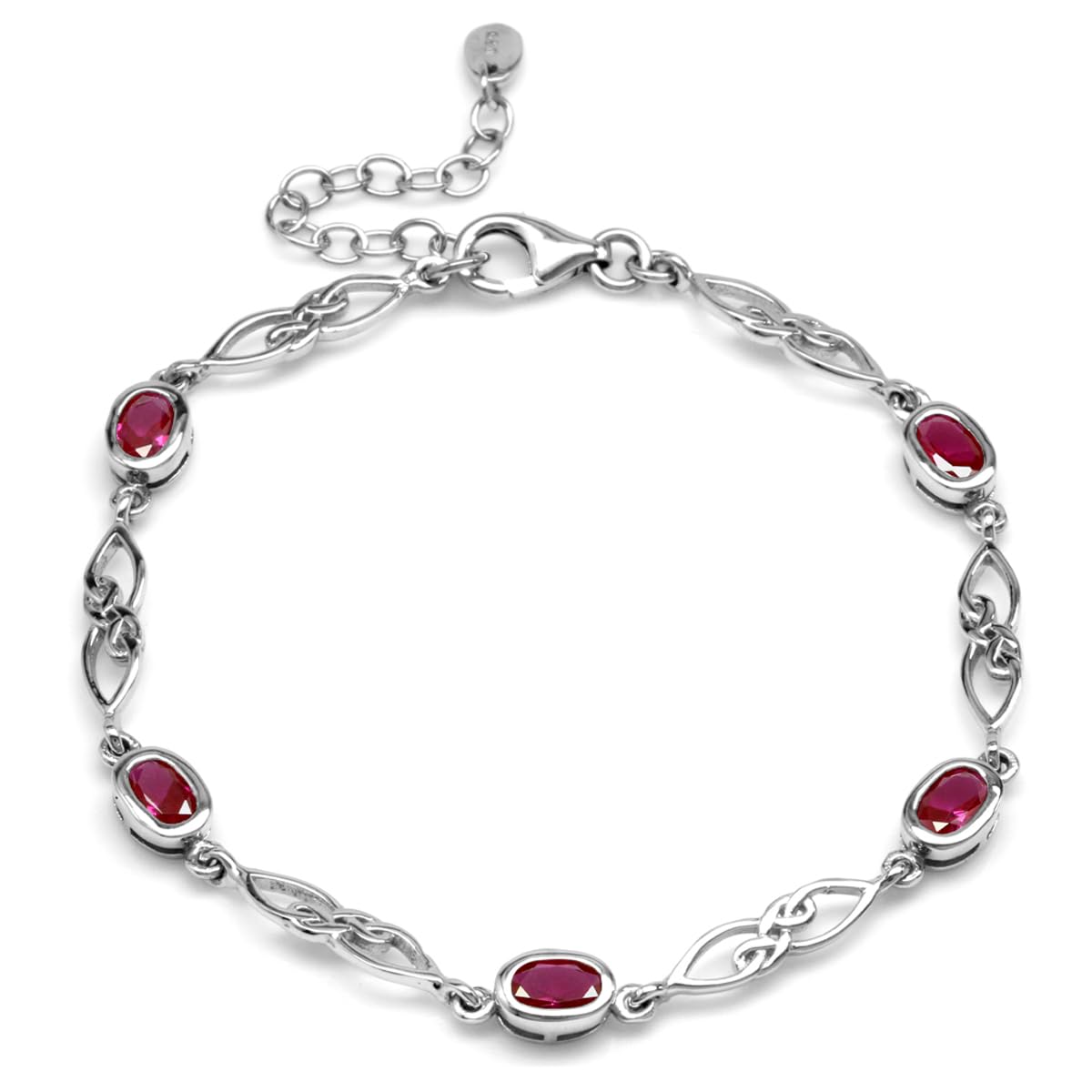 Silvershake Birthstone Gemstones White Gold Plated or Yellow Gold Plated 925 Sterling Silver Scroll/Filigree Celtic Knot Weave 7.25 to 8.75 Inch with Adjustable Extension Bracelet Jewelry for Women