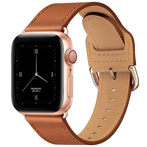 Thin Genuine Leather Bands Compatible with Apple Watch for Women Men