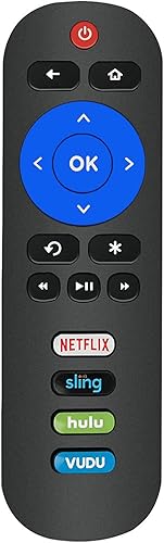 Control remoto compatible con todos los controles remotos ONN Roku TV con Netflix, Sling, VUDU y Hulu