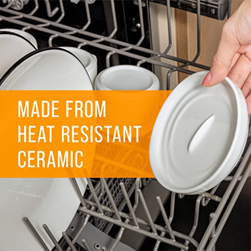 [1 Pack] Dual Purpose Egg Cracker Tool & Spoon Rest For Kitchen Counter - Simple Use Egg Breaker Tool Contains The Mess - Ceramic & Stylish Spoon Holder For Kitchen Counter #TOP6