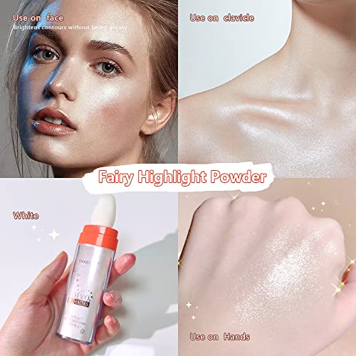 Ibcccndc Polvo De Hadas Fairy Powder Highlighter Long Lasting Shimmer Silver Glitter Hairspray For Face Hair Eye Lip And Body,Make Up For Prom, Festival Rave, Stage Makeup (White) #TOP2