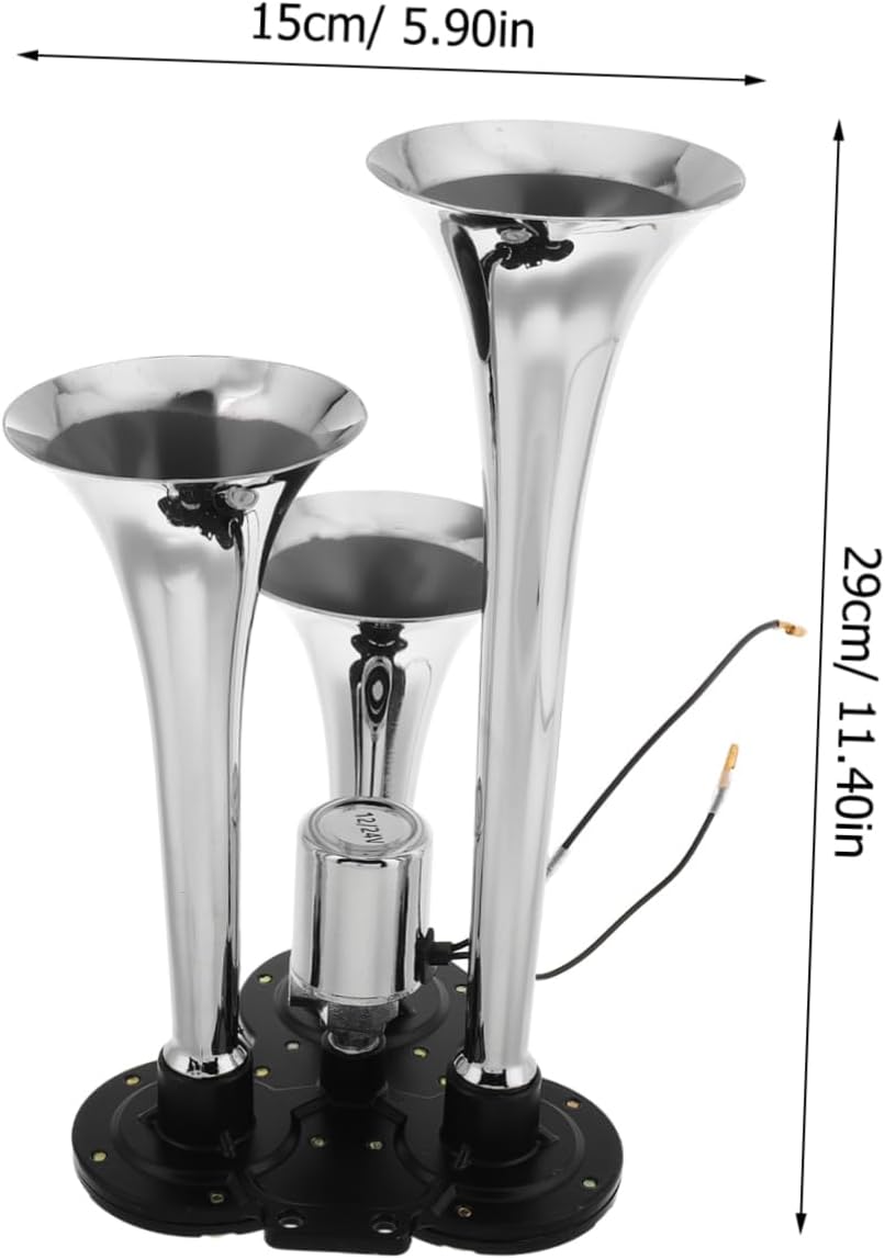 OUNONA Loud Triple Trumpet Electric Air Horn for Vehicles Compatibility for Cars Trucks Motorcycles and Trains System