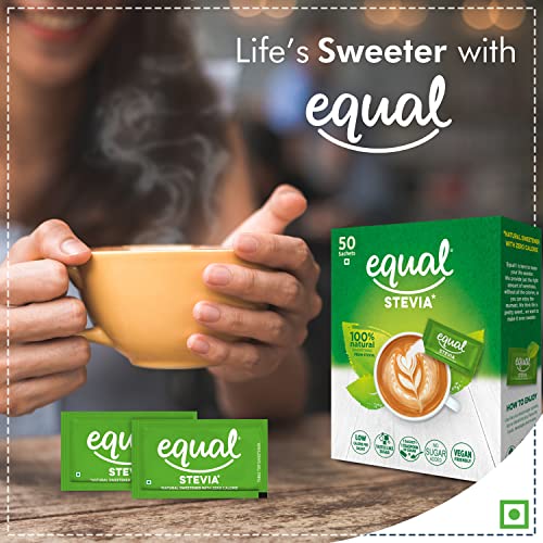 Image of Equal Stevia Natural Sweetener, Sugar Free, 50 Sachet (Pack of 1)