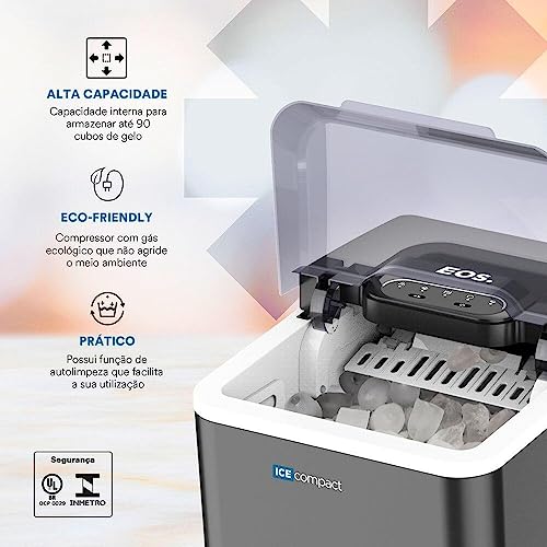 Máquina de Gelo 12kg Eos Ice Compact Emg04t Cinza 110v