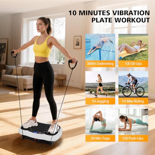 Image of Vibration Plate Exercise Machine, 10 Auto Modes /200-Levels Vibrating Plate for Lymphatic Drainage Weight Loss, 400LBS Capacity Shake Plate for Whole Body Workout for Home Gym Fitness
